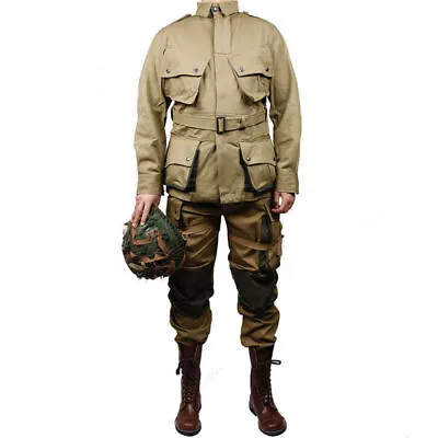 WWII US Airborne Field Army Paratrooper M42 Uniform Jacket Pants Top Coat Set • $123.83