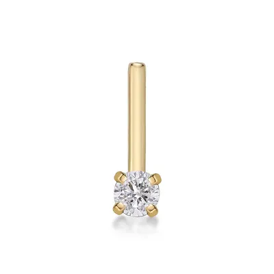 0.025 Carat Genuine Diamond L-Shape Nose Ring In 14K Yellow Gold - 22 Gauge • $44.99