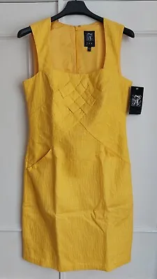 Yellow Jax Lined Cotton Knee Length Summer Dress Size UK 10 (US 6) Party Wedding • £12