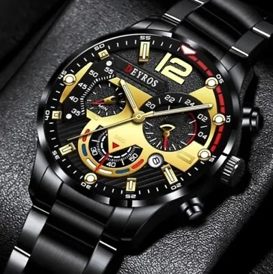 Man's Quarts Curren Fashionable Watch Black Metal Watch For Men Watches For Man • $16.99