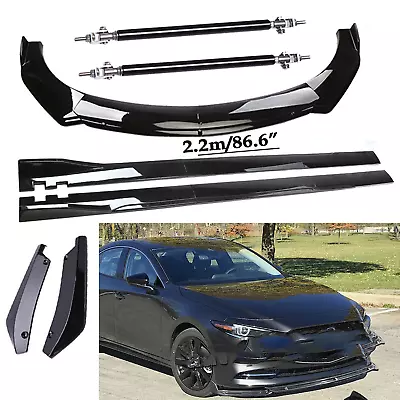 Front Bumper Spoiler Body Kit / Side Skirt/Strut Glossy Black For Mazda Speed • $99.99