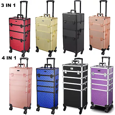 BYOOTIQUE 3 In1 4 In1 Aluminum Rolling Makeup Trolley Cosmetic Beauty Train Case • $119.99