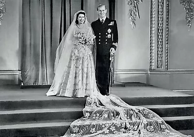 Queen Elizabeth & Prince Philip Wedding BW POSTER • £10.99