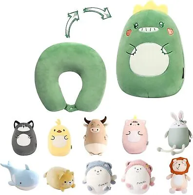 $18.99 • Buy 2-in-1 Travel Pillow For Kids  Plushie That Converts Into A U-Shaped Neck Pillow