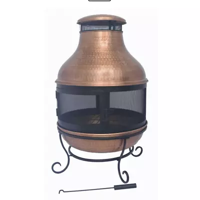 Chiminea Fire Pit Wood-Burning Copper Outdoor Heater Protective Cover Patio Yard • $207.88