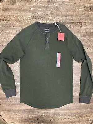 Mossimo Men's Olive Green Thermal Henly Shirt Medium NWT NEW - - • $14.99