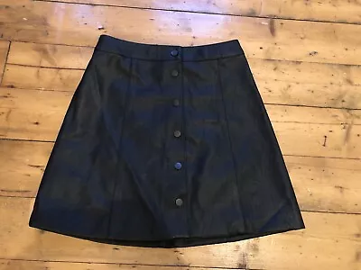 H&M Divided Black Faux Leather Skirt Size 8 EUR 36 Cute Sexy Rock Chick • £3.50