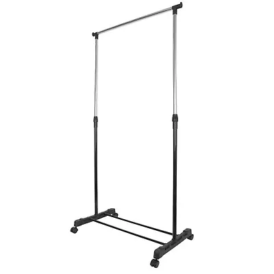 Garment Rack Single Double Silver Black Adjustable Portable Clothes Rail Stand • $12.37