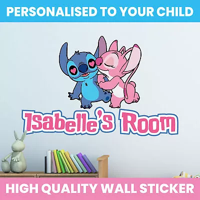 Stitch Wall Sticker Any Name Decal Lilo & Stitch Decor Kids Bedroom Decoration • £4.99