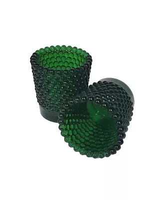 Vintage Retro Green Glass Hobnail Glass Tea Light Candle Cup Votive Holder • $19.99