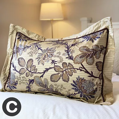 Large Rectangle Cushion Cover Pillowcase Antique Gold / Damson Aubergine Floral  • £7.95