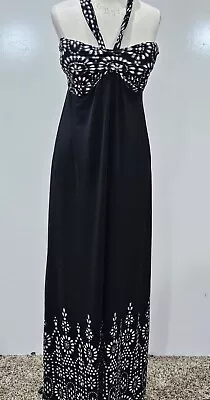 Soma Black White Cruisewear Tie Neck Coastal Padded Bra Maxi Dress Small • $29