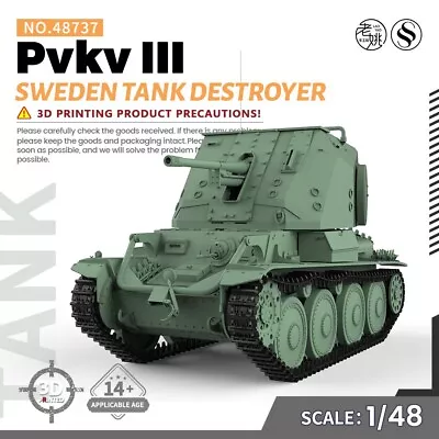 SSMODEL SS48737 1/48 Military Model Kit Sweden Tank Destroyer Pvkv III WoT WAR • $27.99
