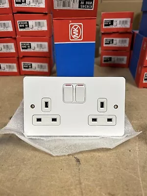 MK Electric 13A DP 2 Gang Switched Socket (Clean Earth White) • £20