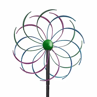 Metal Kinetic Rainbow Wind Spinner Yard Art Double Spiral Garden Pinwheel 79  • $31.99