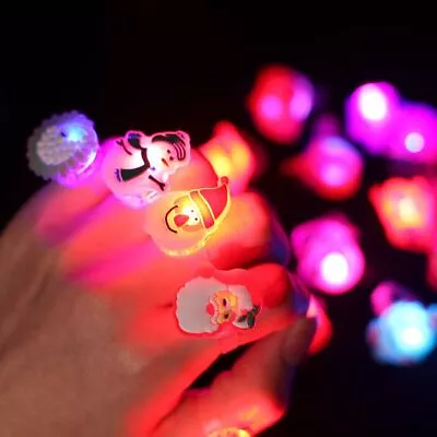 $4.99 • Buy 10pcs LED Light-Up Christmas Rings Flashing Santa Claus Xmas Party Favors Gift