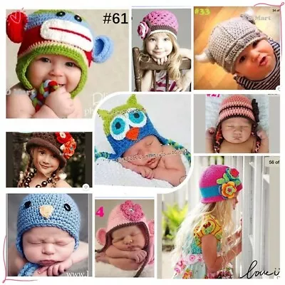 Baby Boy Girl Crochet Beanie Costume Hat Photography 0-3M3-6M6-12M3-6Y  • $6.95