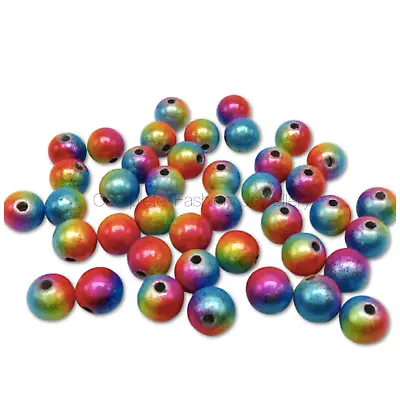 New 5mm 6mm 8mm 10mm Turquoise/ Rainbow 3d Illusion Miracle Round Acrylic Beads  • £1.99