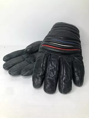 Vintage Black Leather Winter Gloves Faux Fur Lined Medium-Large Mens • $25