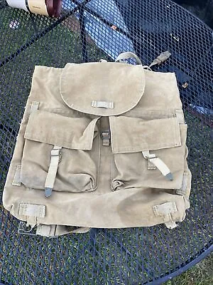 Vintage CZECH Military Canvas Rucksack Marked 4141-0050-GA With Crossed Swords • $29