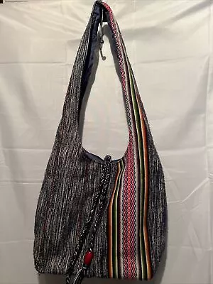 Hippie Handmade Hobo Messenger CrossBody Bag Purse Mexican Colorful Zip 12”x12” • $14.95