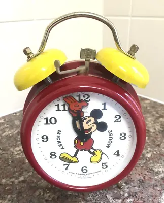 Vintage Disney Mickey Mouse Clock Wind Up Alarm Clock (Germany 1987) WORKING • £26.99