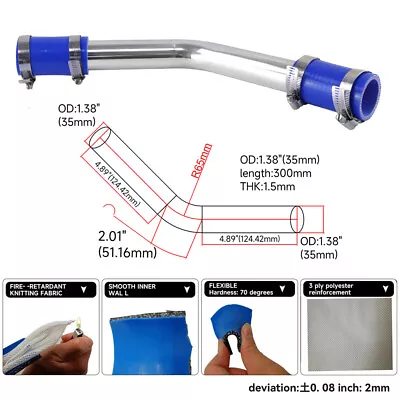 45 Degree 35mm 1.38  Aluminum Turbo Intercooler Tube Pipe+Silicon Hose+Clamp BL • £21.60