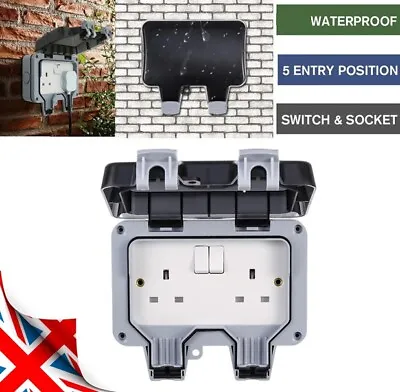 £10.29 • Buy 13 Amp 2 Gang Weatherproof Outdoor Double Switched Socket Plug Outside