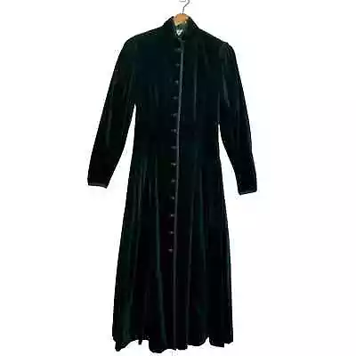 Laura Ashley Velvet Dress Womens 8 Green Vintage Victorian Opera Fit Flare Coat • $149.99