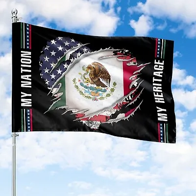 Mexican American  Mexico USA Friendship Double Sided Patriotic Grommet Flags • $46.99