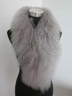 100% Genuine Mongolian Lamb Fur Scarf /fur Collar/ Fur Wrap /gray Women's Cape • $32