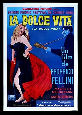 LA DOLCE VITA * CineMasterpieces ARGENTINA 1SH ORIGINAL MOVIE POSTER LINEN 1960 • $7595