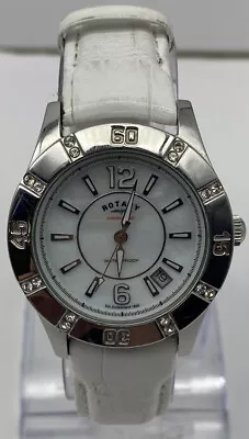 £27.95 • Buy Rotary Chronospeed Ladies Watch Crystal Accented Silver-Toned W/MOP Dial