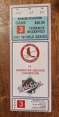 Vintage 1987 Worlds Series Game 3 Ticket Stub St Louis Cardinals Busch Stadium • $1.99