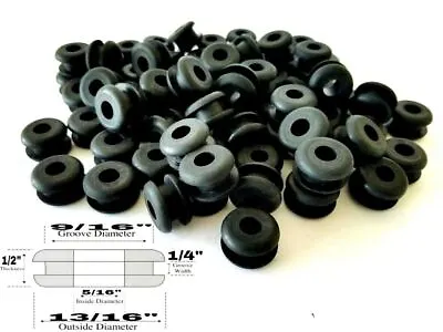 Pack Of 50 Rubber Grommets 5/16  Inside Diameter 1/4  Groove - Fits 9/16  Drill  • $21