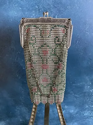 Vintage Whiting & Davis Micro Mesh Flapper Bag Purse Silver Tone Hardware • $75