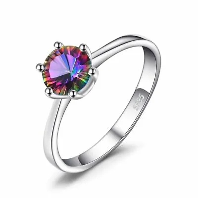 925 Sterling Silver Mystic Fire Rainbow Topaz Rings Solid Fine Jewelry For Women • $7.99