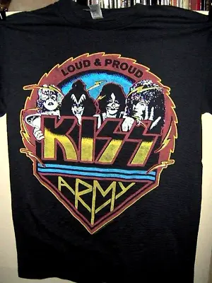 KISS ARMY LOUD & PROUD Group Shot Pre Worn  T Shirt Size Small Ace Frehley Peter • £72.28