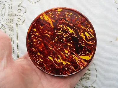 Vintage Japan Celluloid Faux Tortoise Vanity Compact Fold-Out Mirror • $15.50
