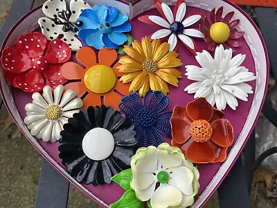VTG Enamel Flower Power Pin Lot Floral Brooch Retro Jewelry 13-Piece Bouquet MOD • $134.99