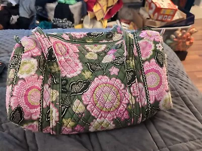 Vera Bradley Olivia Green Pink Frame Travel Bag Weekend Luggage Flowers • $48.99