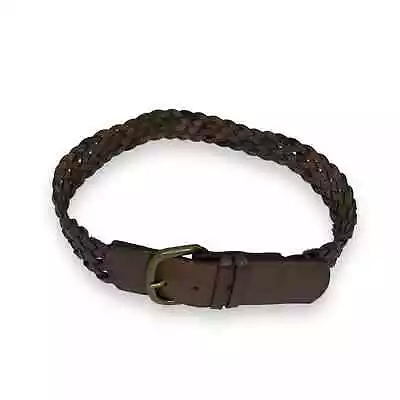 J. Crew Genuine Leather Brown Woven Braided Belt Size Small Thick Waist Western • $19.99