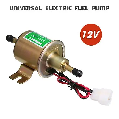 $7.99 • Buy Universal Electric Fuel Pump HEP-02A 4-7 Psi 12V Inline Low Pressure Gas Diesel
