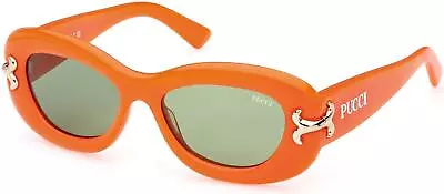 NEW Emilio Pucci EP 0210 Sunglasses 42N Shiyn Orange Pale Gold Orange White • $259.13