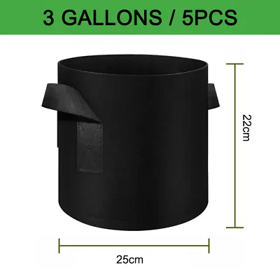 5/10 Pack Fabric Grow Pots Round Aeration Plant Pots Grow Bags 7/10 Gallon Black • $11.58
