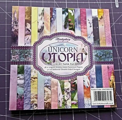 £6 • Buy Hunkydory  Unicorn Utopia  Luxury Paper Pad  Double Sided  48 Sheets 8 X8 