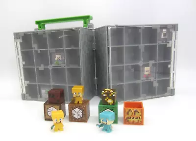 MINECRAFT Minifigures Stone Cube COLLECTOR CARRY CASE & 1  Figure Lot Of 3 Cubes • $13.46