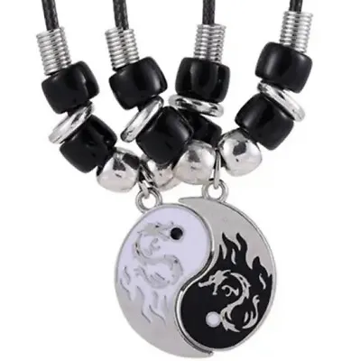 DRAG0N   2 X  YING  YANG    BLACK  &  WHITE   FRIENDSHIP   NECKLACE No.2 • $18