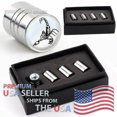 SCORPION Valve Caps Kit Venom Logo Range Rims Dust Stem Wheels Air Car Tires USA • $33.97