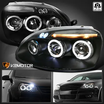 $160.38 • Buy Fits 2006-2010 VW Jetta MK5 Golf Rabbit LED Halo Projector Headlights Black